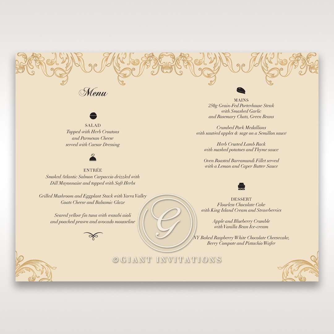Golden Charisma Menu Card