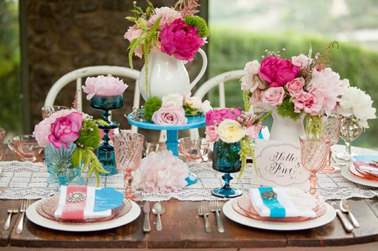 Colorful Country Wedding Table Place Setting