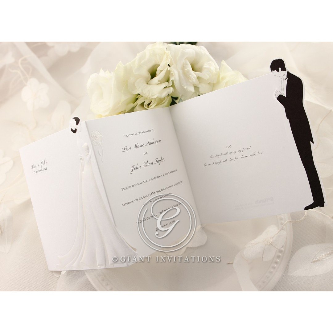 Charming Embossed Bride and Groom | Chic Wedding Invitation