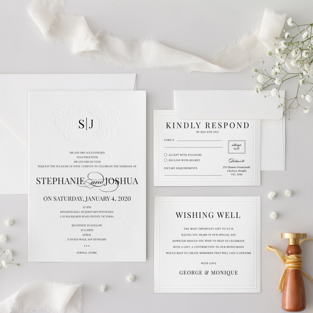 Elegant Debossed Crest - Wedding Invitations - IC330-PLP-B-03 - 189423