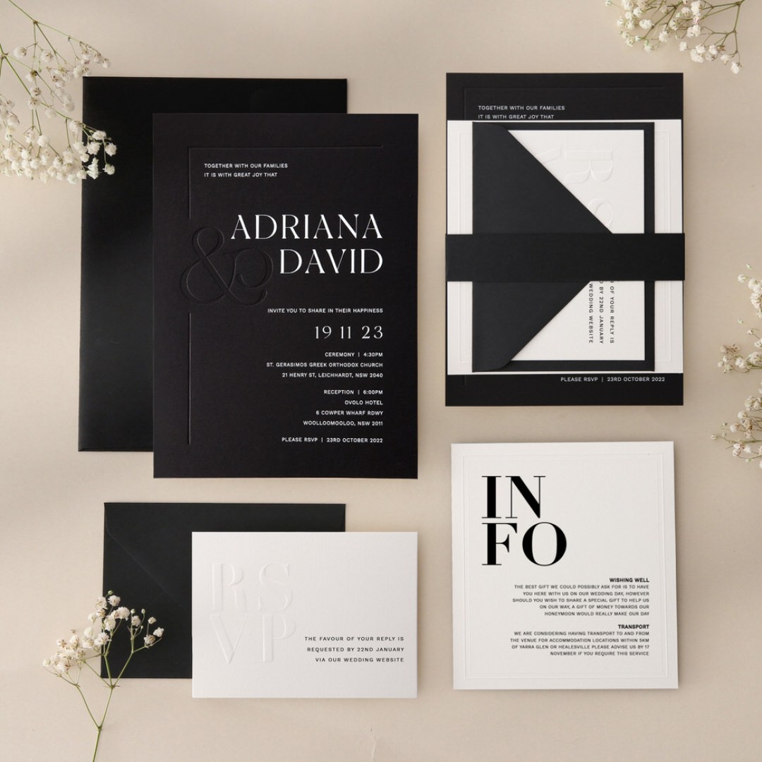 Black Letterpressed & Frame - Wedding Invitations - MB300-PLP-B-01 - 189033