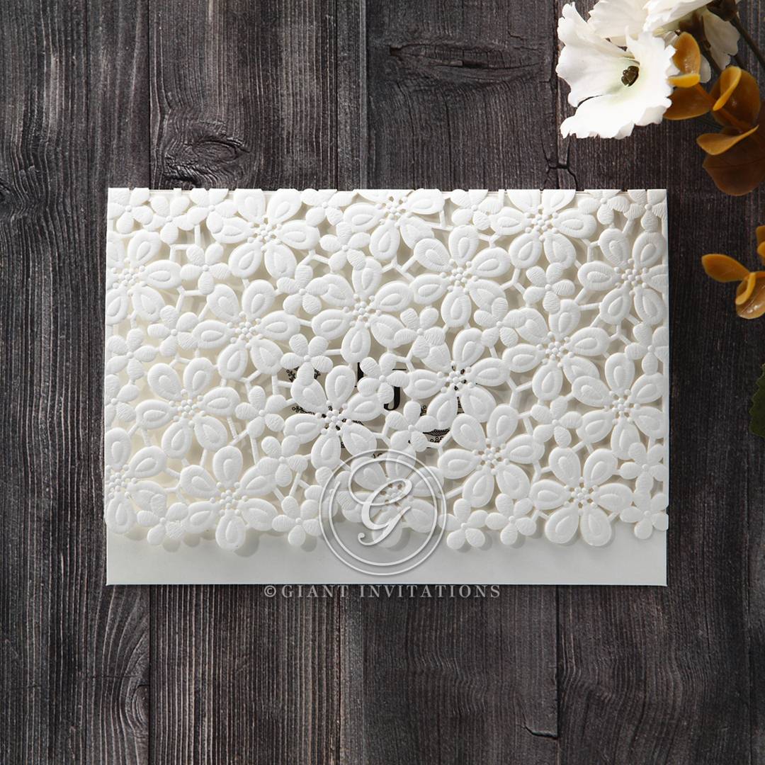 White Floral Cluster - Wedding invitation - 84