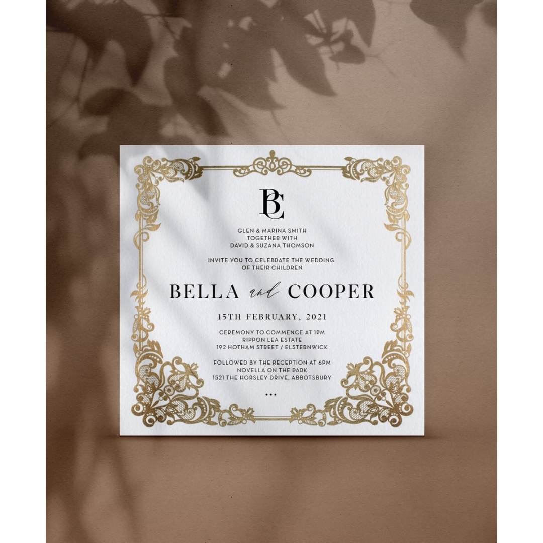 Regal Foiled Frame - Wedding Invitations - PM-KI300-PFL-GG-04 - 184522