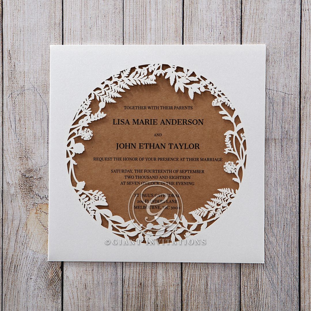 Forest Circle Rustic Laser Cut Wedding Invitation|Giant