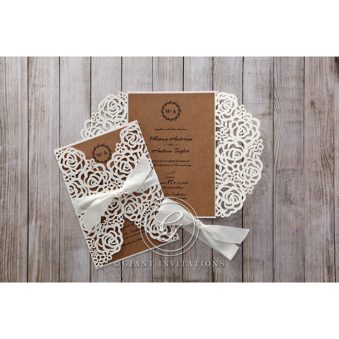 Lace and Satin Country Chic Pocket Invitation by Giant