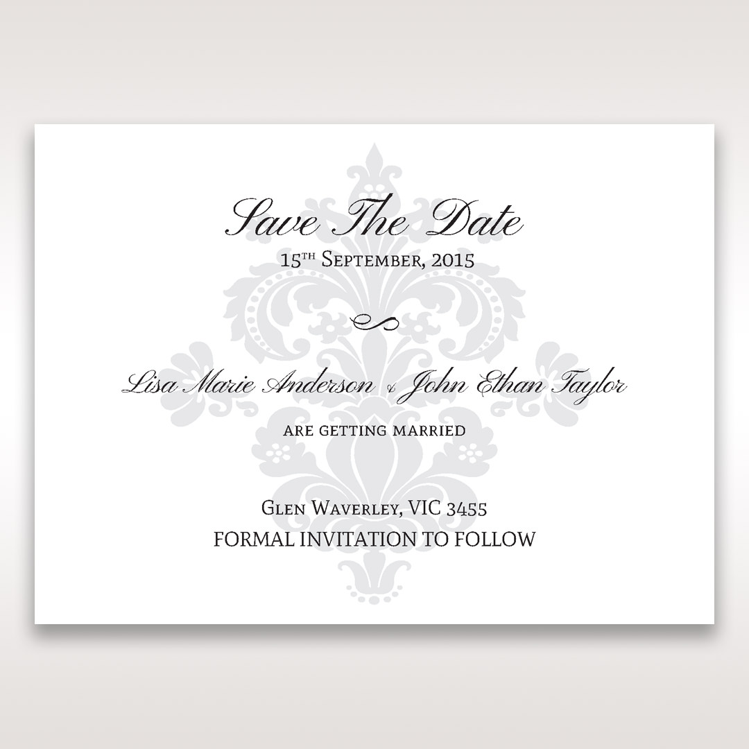 White Letter-fold Damask Pocket - Save the Date - Wedding Stationery - 40