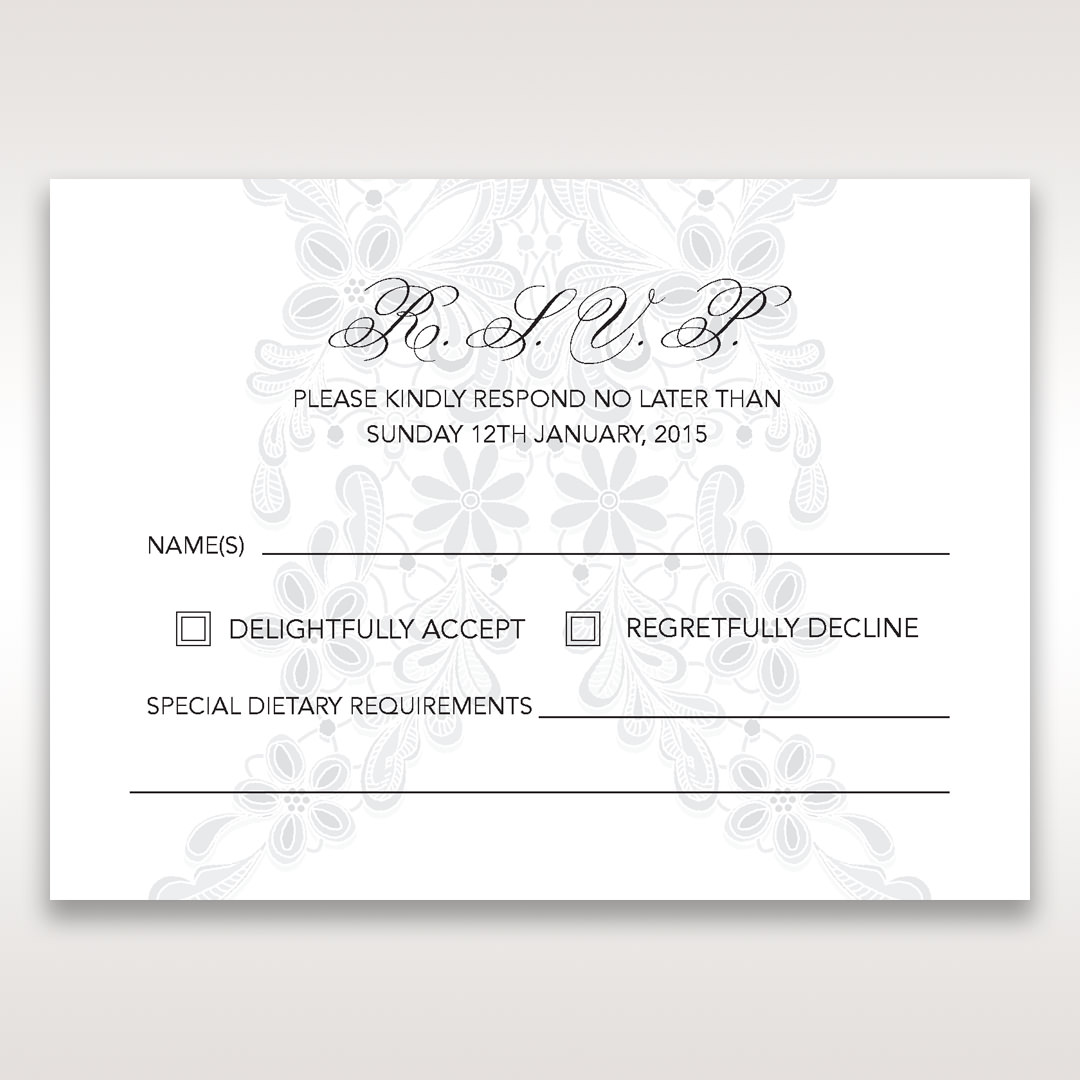 White Laser Cut Floral Wrap - RSVP Cards - Wedding Stationery - 52