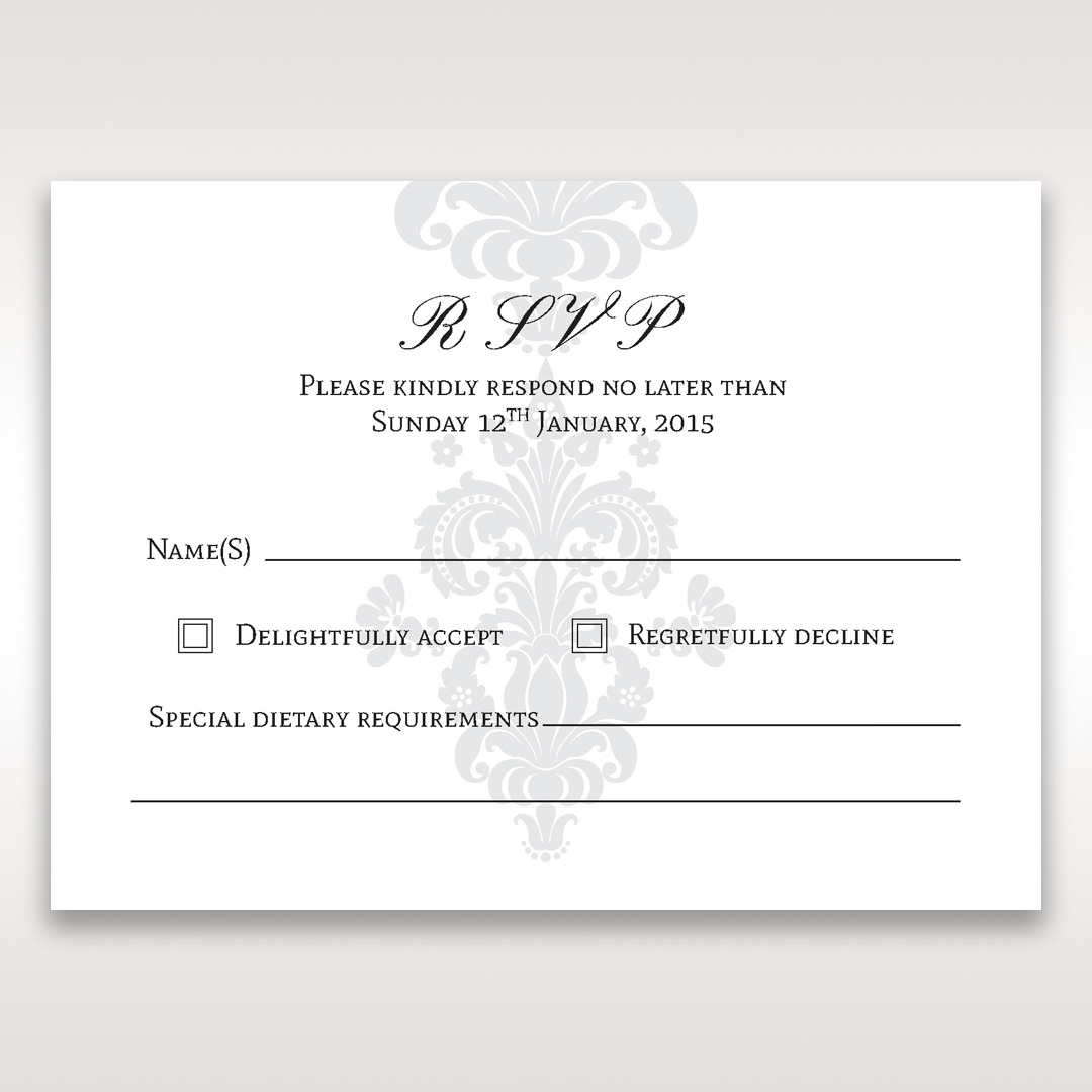 White Letter-fold Damask Pocket - RSVP Cards - Wedding Stationery - 77