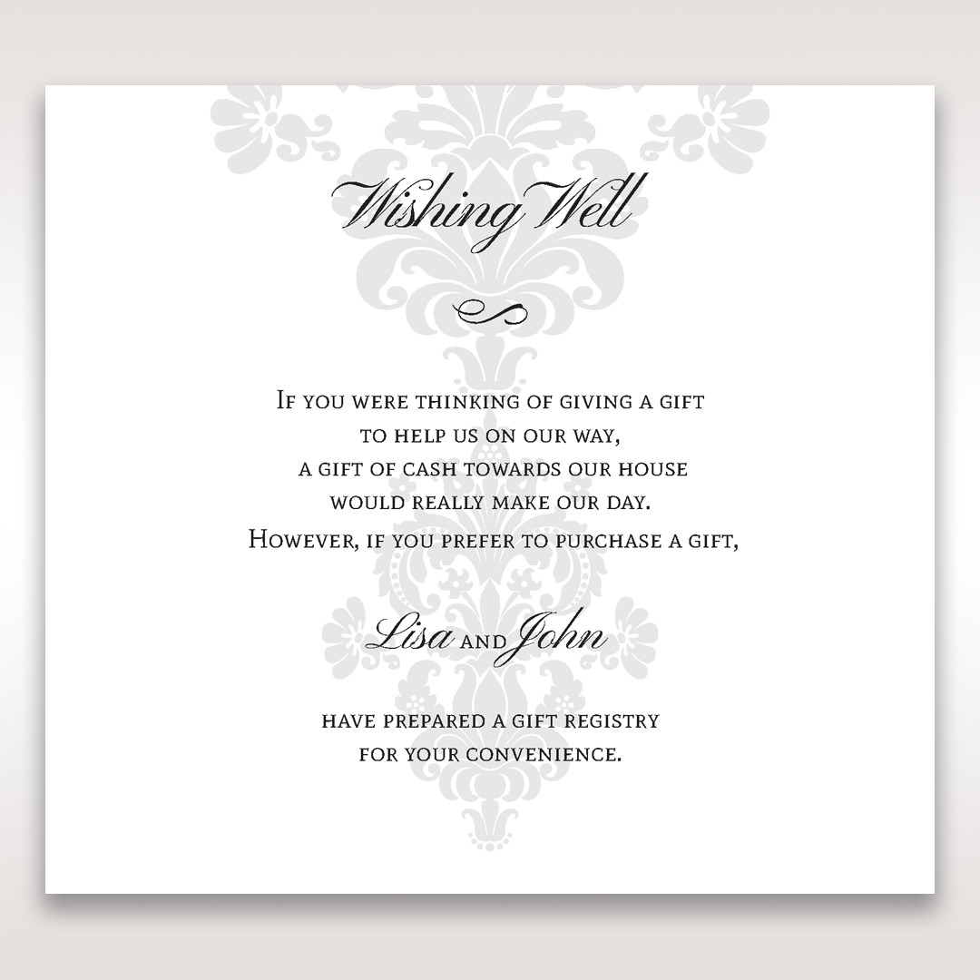 White Letter-fold Damask Pocket - Wishing Well / Gift Registry - Wedding Stationery - 91