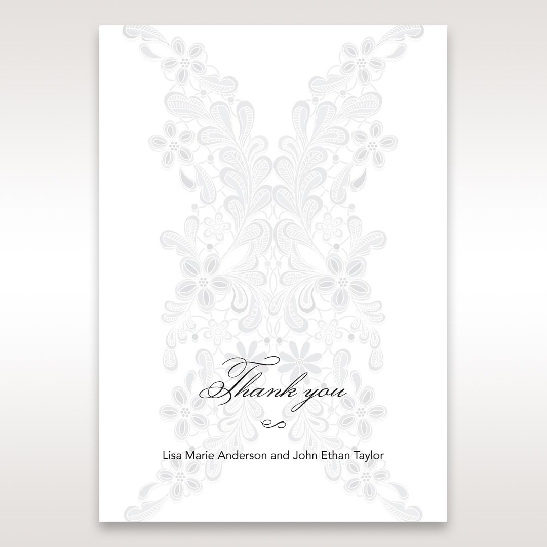 White Laser Cut Floral Wrap - Thank You Cards - Wedding Stationery - 95