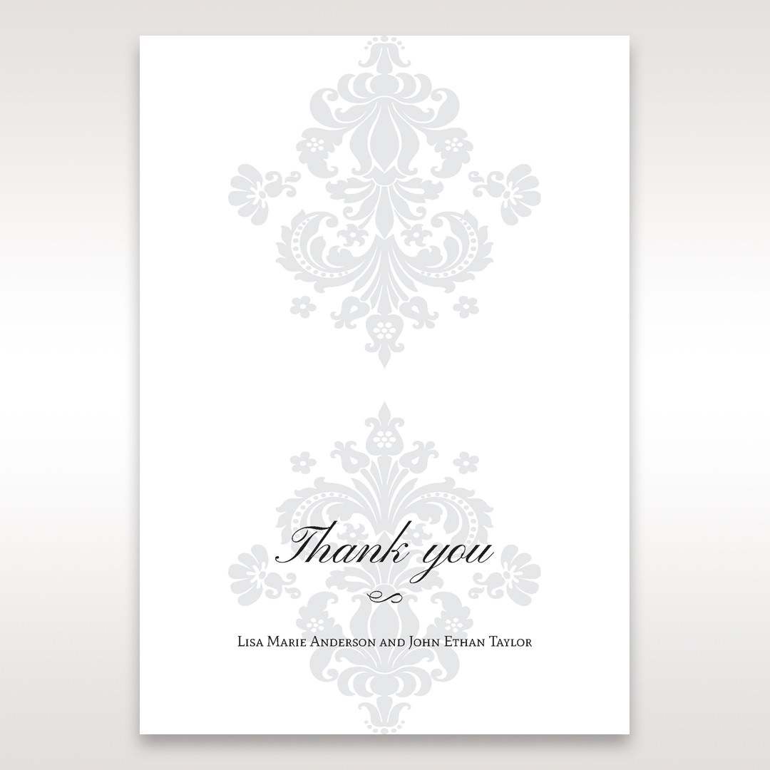 White Letter-fold Damask Pocket - Thank You Cards - Wedding Stationery - 68