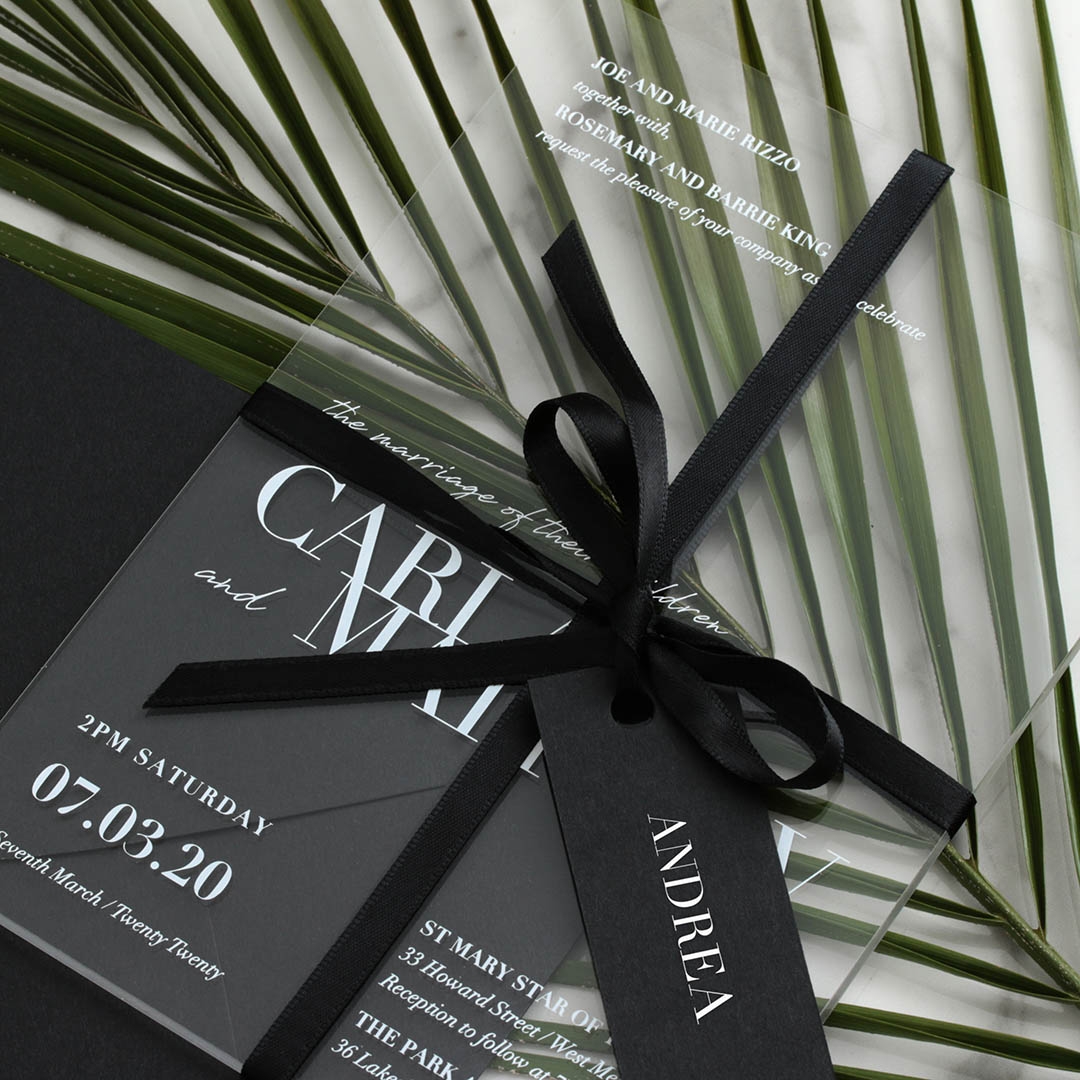 Clear Acrylic with White Ink - Wedding Invitations - BON-CRLA - 183972