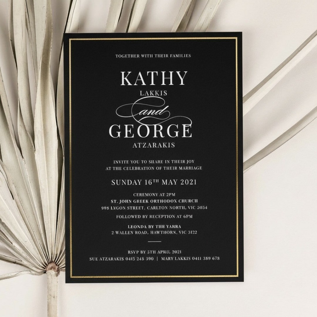 Black Pre-Foiled Border - Wedding Invitations - MB300-PFL-B-02 - 189425