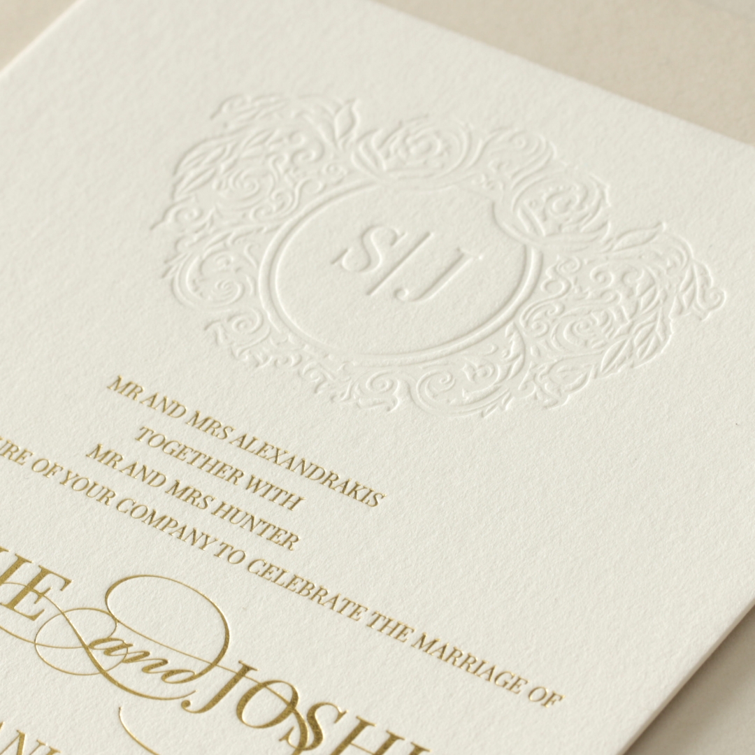 Letterpress Crest with Foil  - Wedding Invitations - WP-IC55-BLGG-01 - 184276
