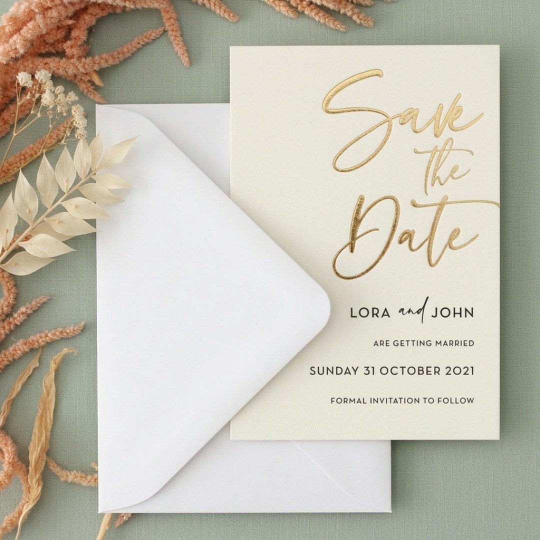 Gold Foil Save the Date Cards - Save the Date - SD-KI300-PFLGG-11 - 189556