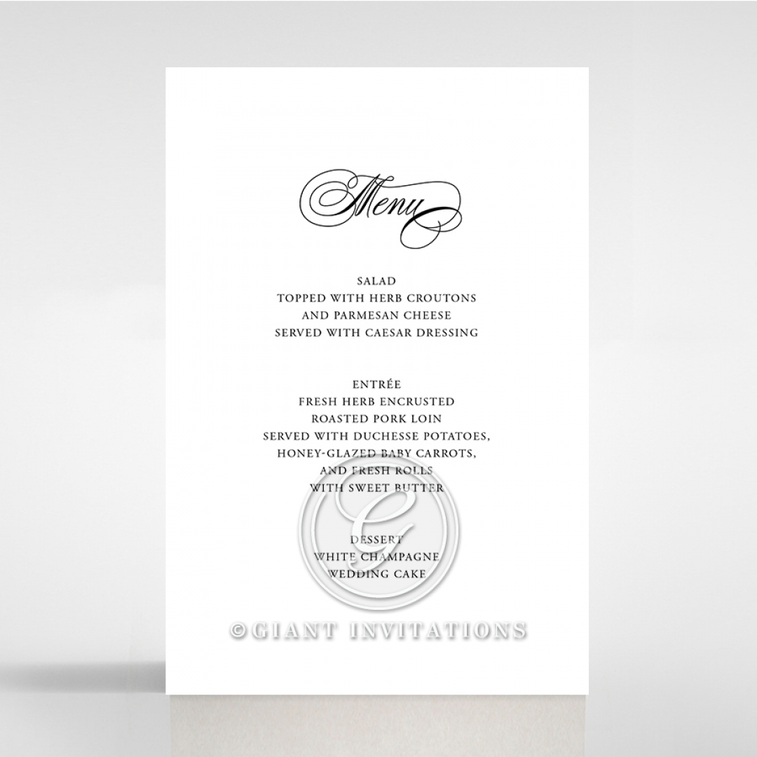 Paper Timeless Romance wedding table menu card stationery
