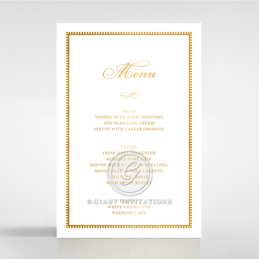 Royal Lace with Foil wedding venue table menu card stationery
