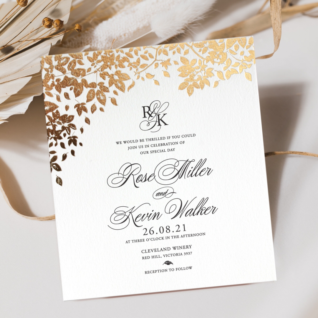 Golden Botanicals - Wedding Invitations - KI300-PFL-GG-16 - 184914