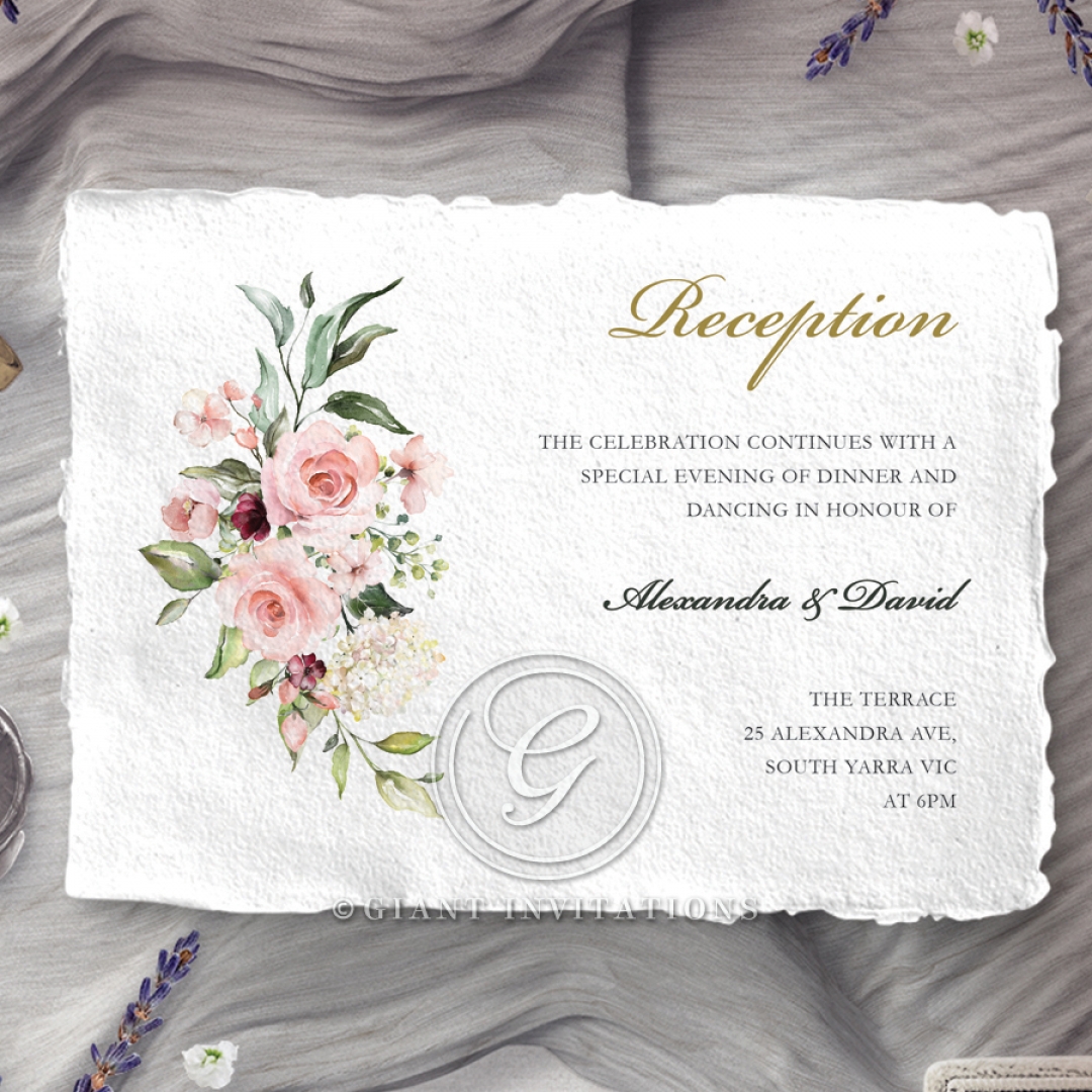 Geometric Bloom wedding reception invitation card design