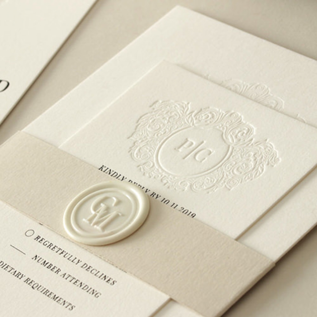 Blind Letterpress Crest with Foil - Wedding Invitations - WP-IC55-BLBF-01 - 184354