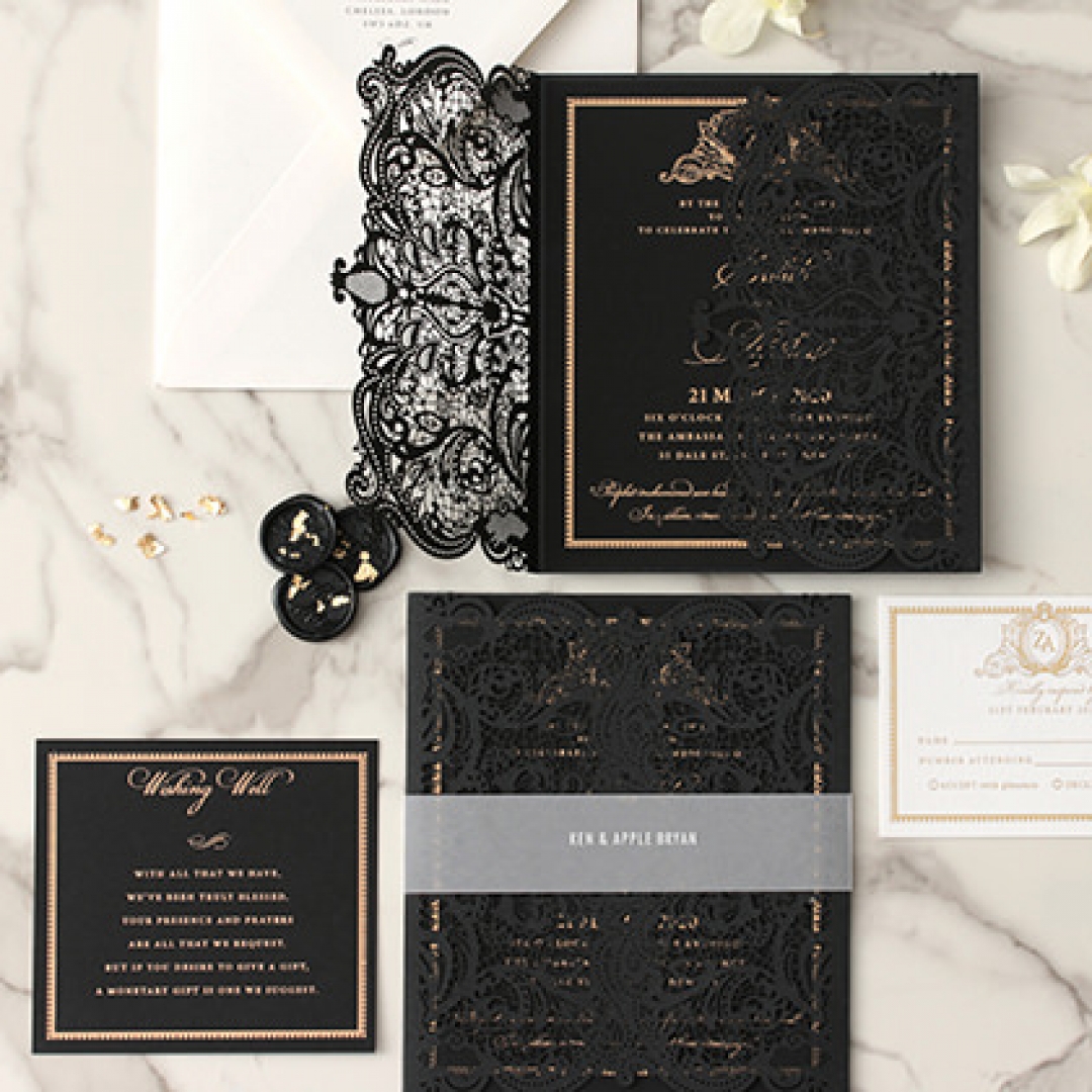 Lux Royal Lace with Foil - Wedding Invitations - PWI116142-F-GK - 184170