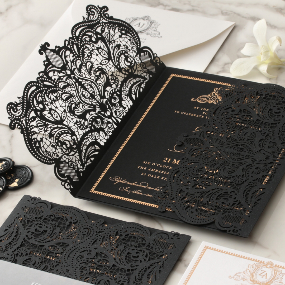 Foiled Wedding Invitation IWP16140 Sample Only Royal Lace with Foil 