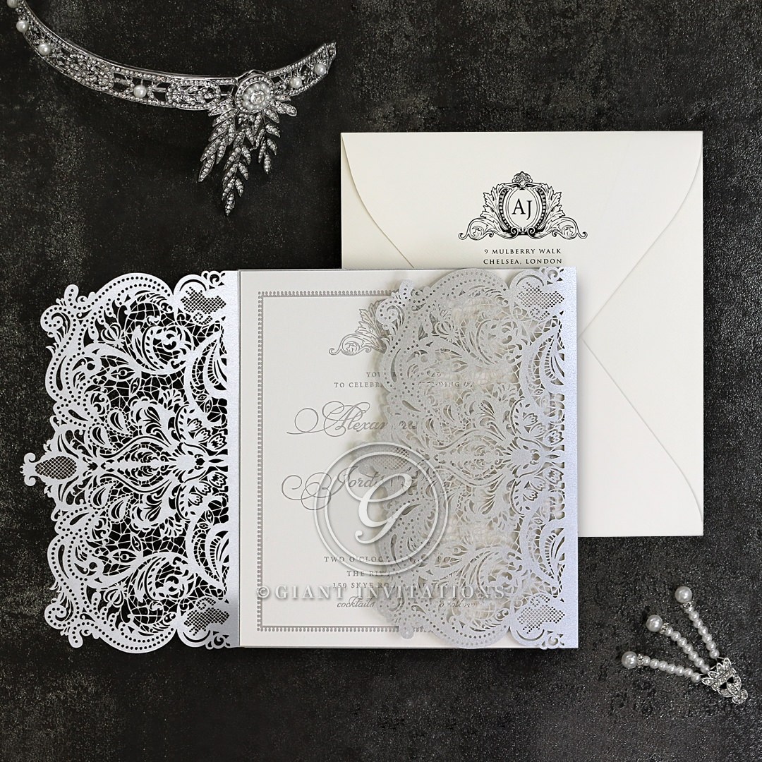 Royal Lace Laser Cut - Wedding Invitations - LC-RL-SV. - 189331