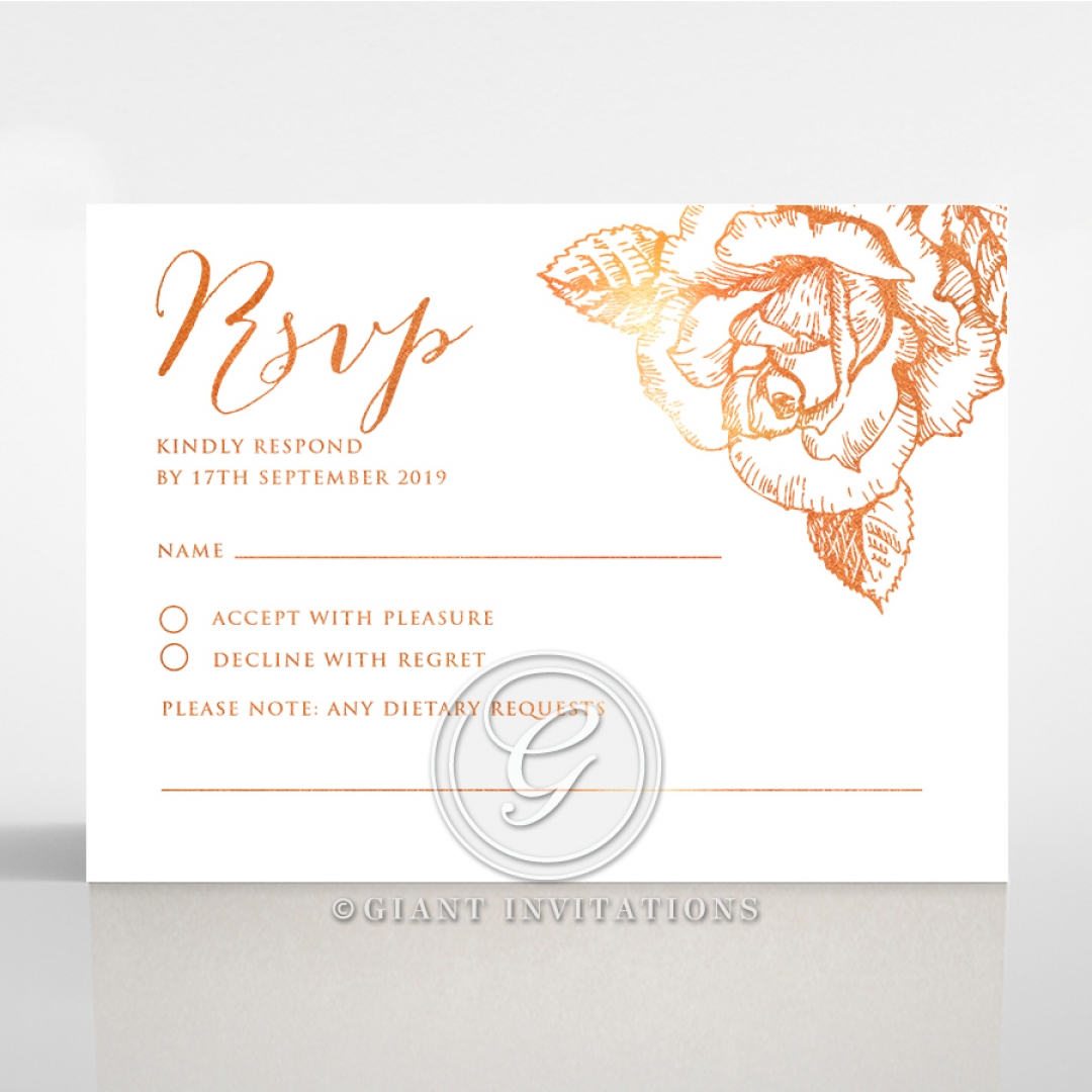 Rose Romance Letterpress with foil rsvp card
