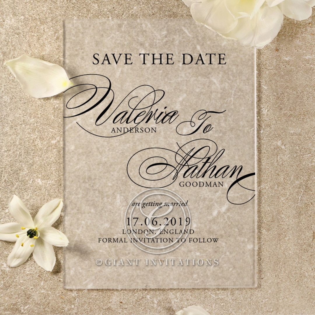 Acrylic Timeless Romance save the date invitation stationery card design