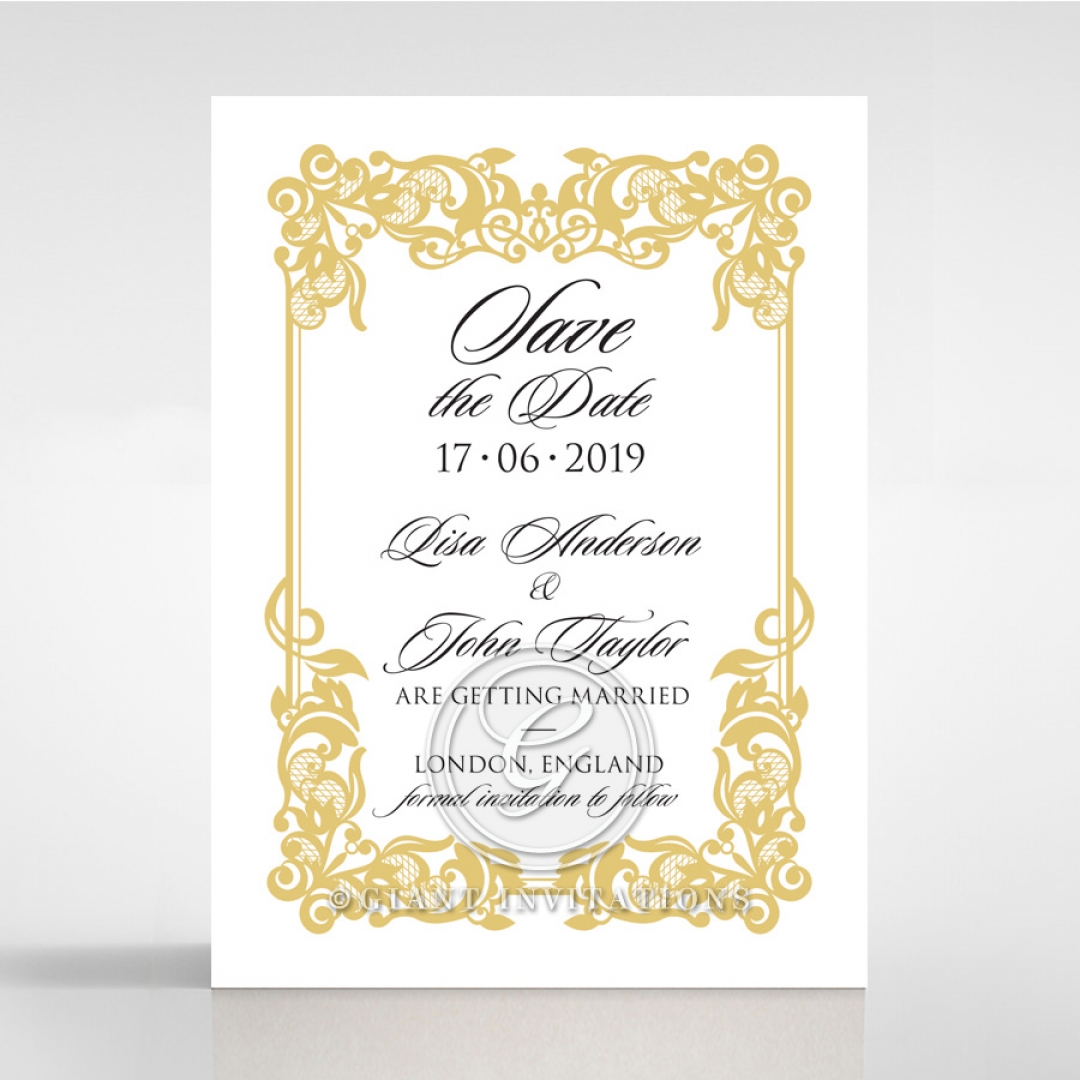 Divine Damask wedding save the date card