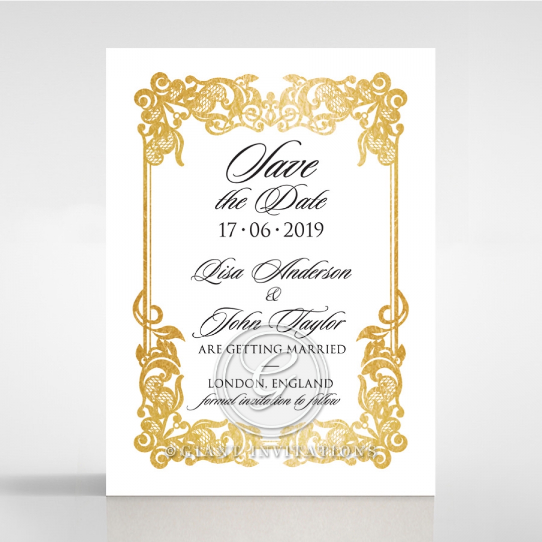 Divine Damask with Foil wedding save the date card design