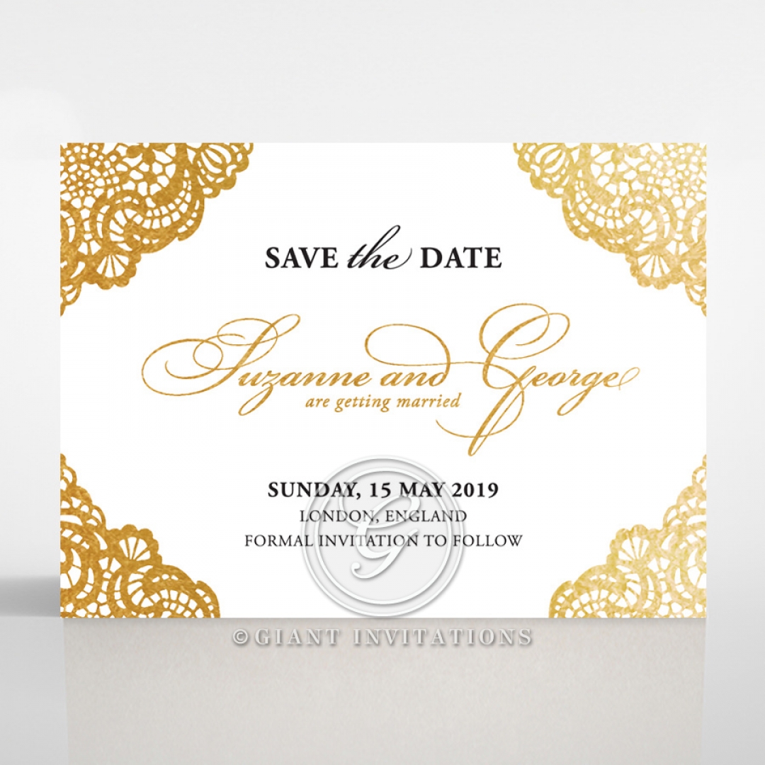 Vintage Prestige with Foil save the date stationery card
