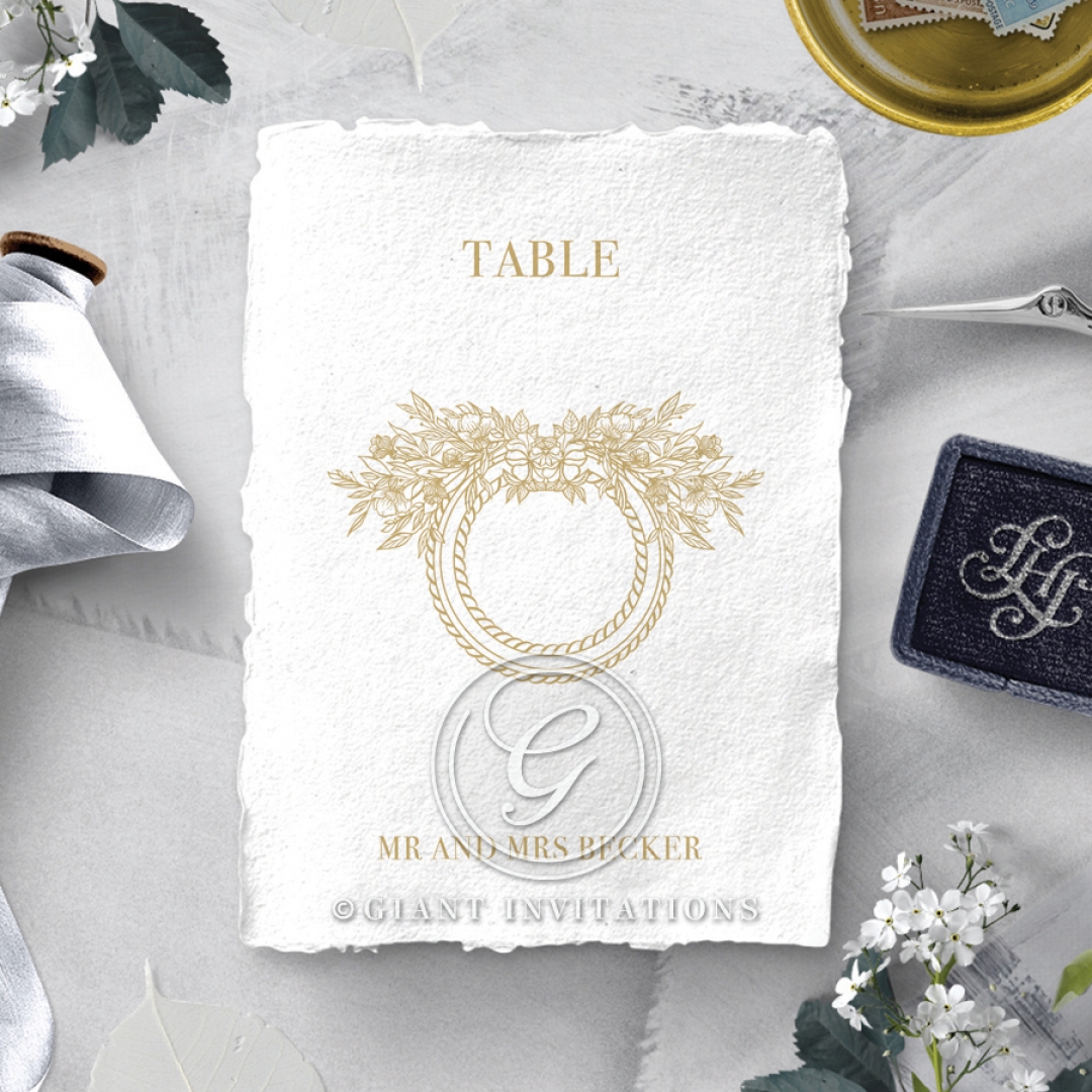 Heritage of Love wedding reception table number card stationery