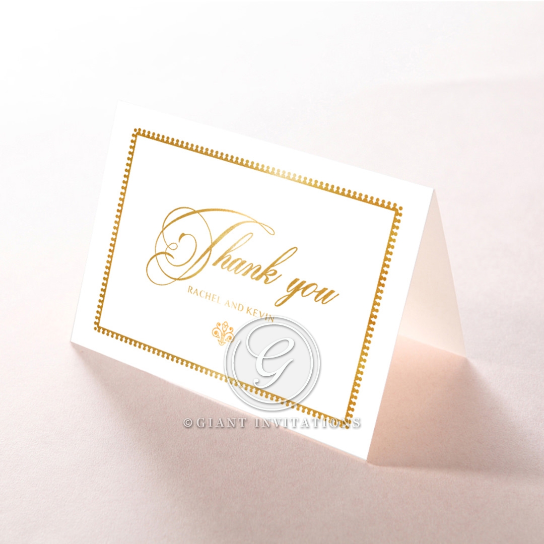 Ivory Doily Elegance with Foil wedding thank you stationery card design