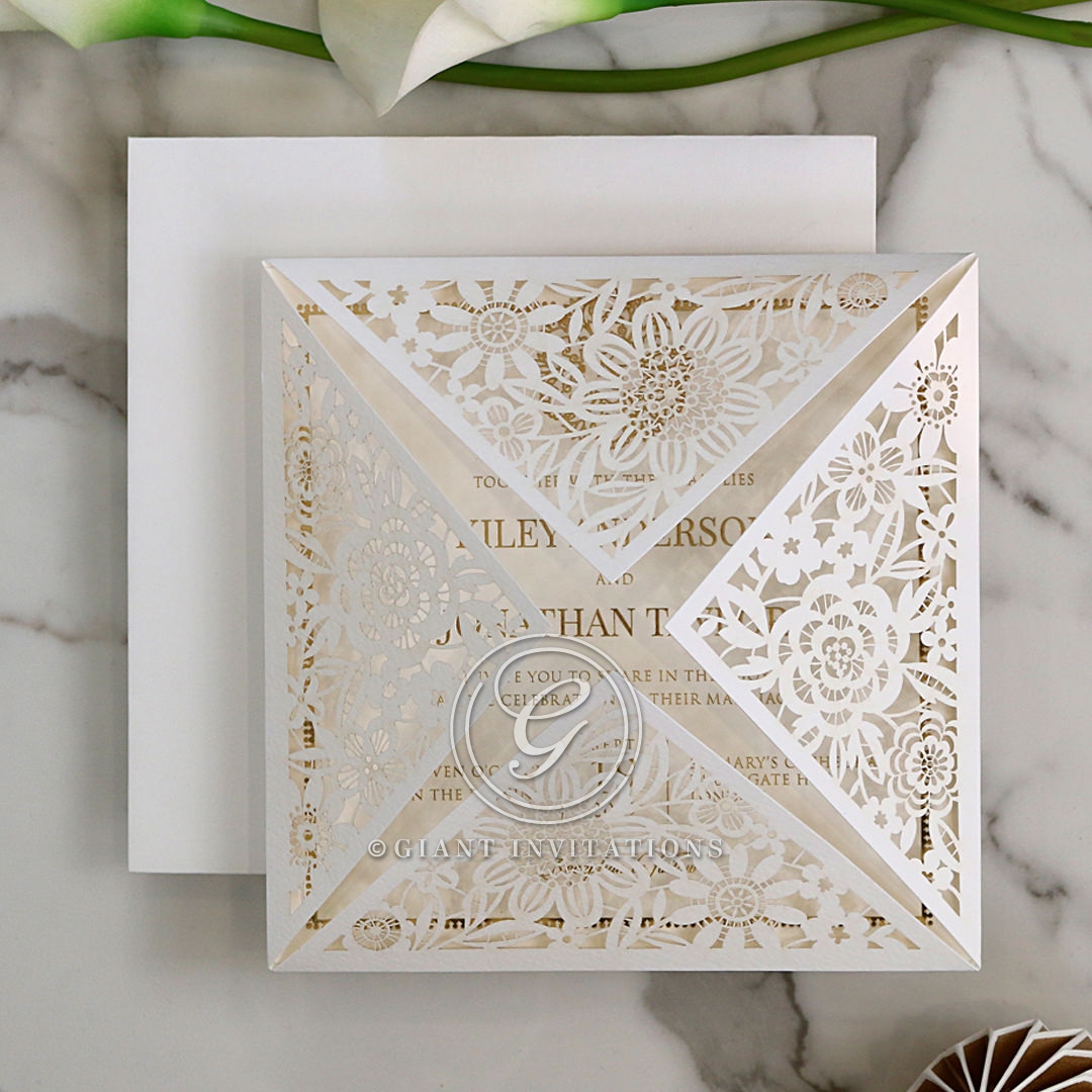 Remarkable Blooming Charm with Foil Wedding Card Design Blooming Charm with Foil Wedding Invitation Card Design