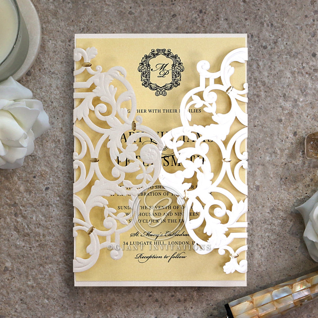 Chic Simplicity Laser Die Cut Love | Gated Wedding Invitation