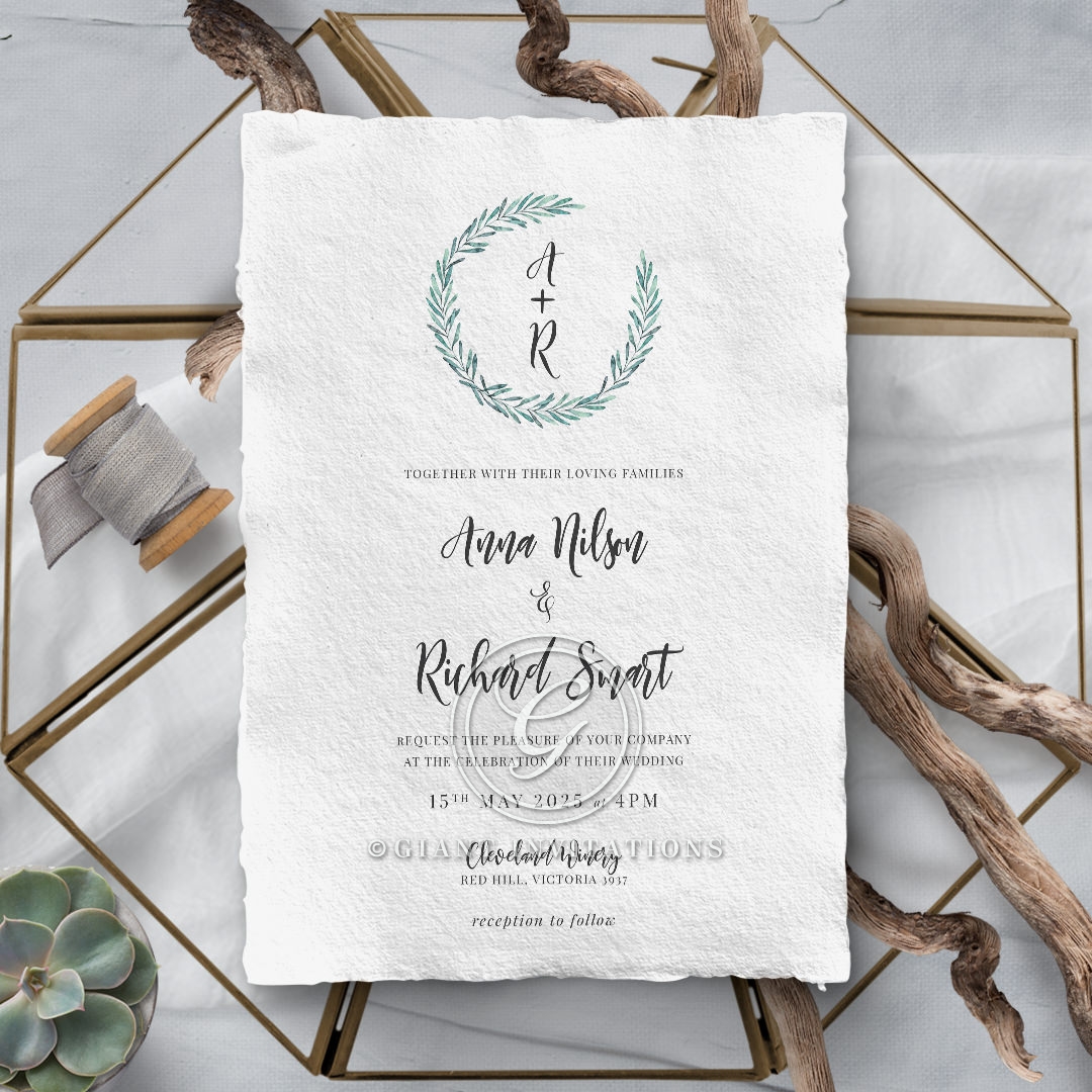 Delicate Modern Garland Premium invite Modern Garland Stationery card