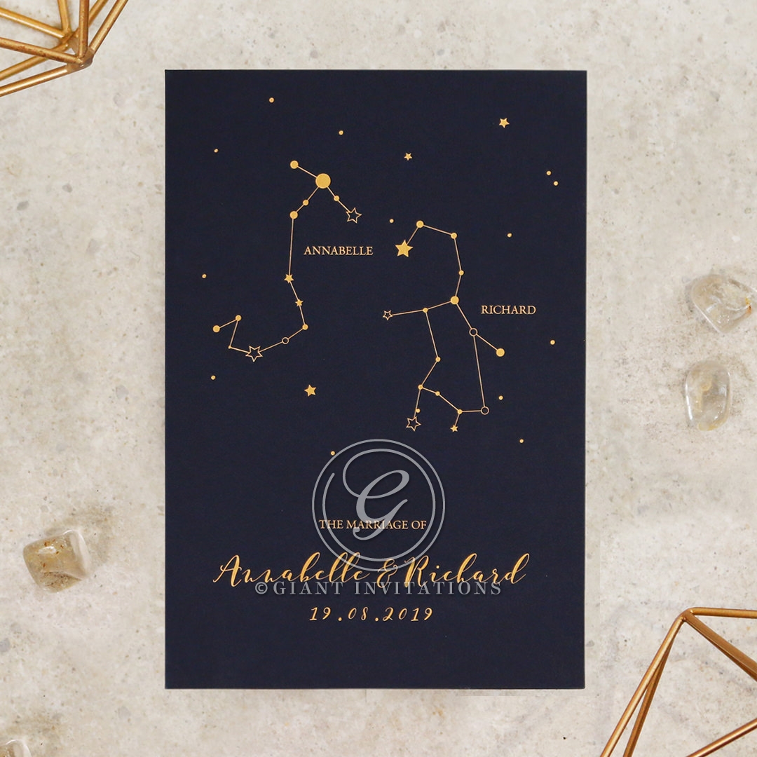 Written In The Stars - Navy Wedding Invite Card Design