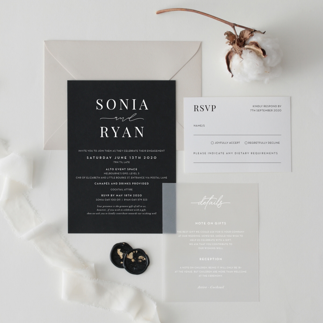 Sophisticated Monochrome - Wedding Invitations - GI-MB300-WH-02 - 184137
