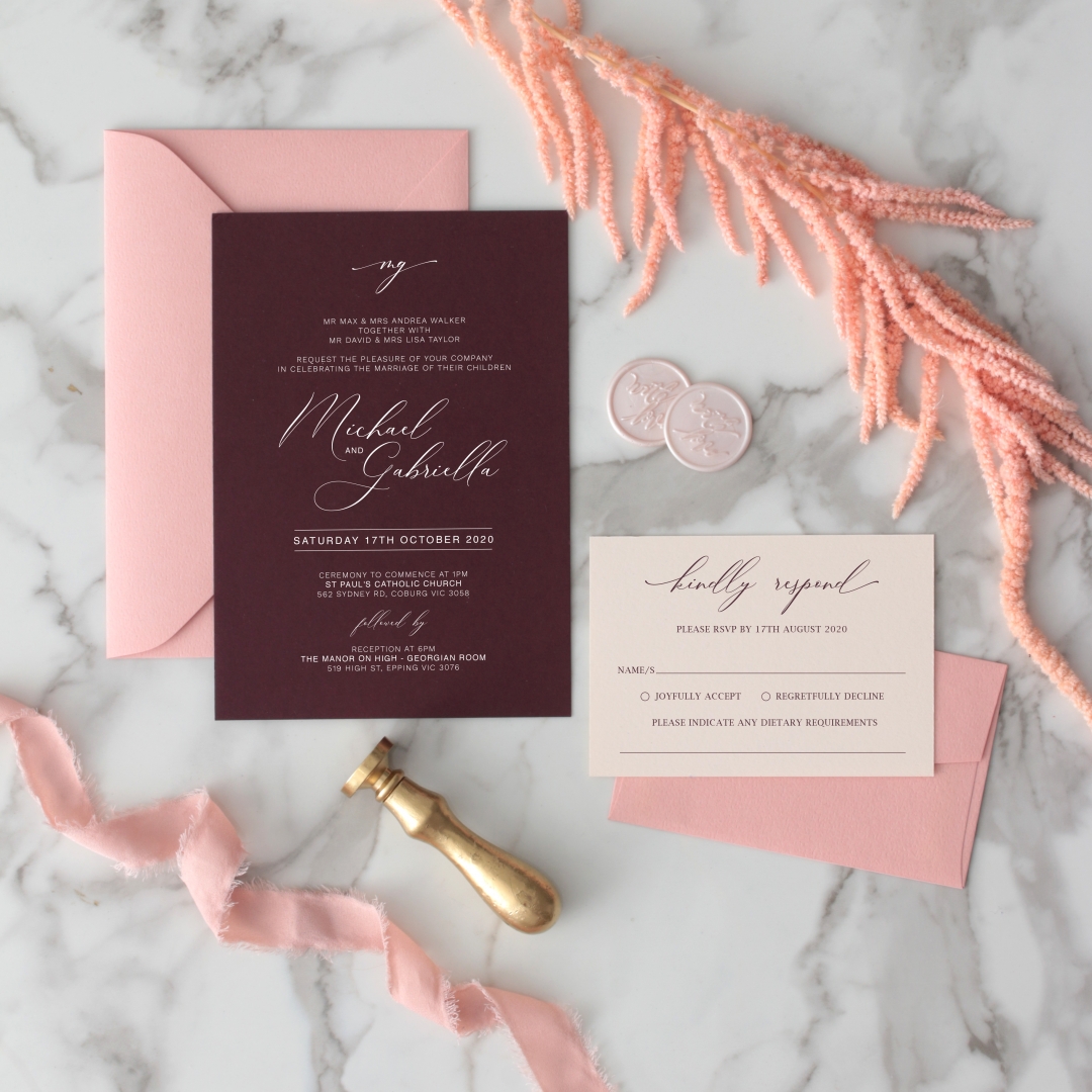 White Ink on Red | Romantic Invites