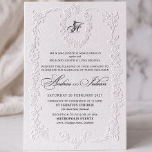 Embossed Floral Crest & Border - Wedding Invitations - IC330-PEM-3D-01 - 189545