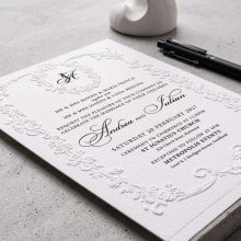Embossed Floral Crest & Border - Wedding Invitations - IC330-PEM-3D-01 - 189550