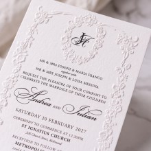 Embossed Floral Crest & Border - Wedding Invitations - IC330-PEM-3D-01 - 189549