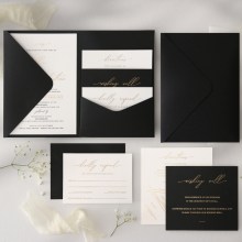 Minimalist Black Vertical Pocket - Wedding Invitations - PCK-VT-BL - 189058