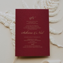 Burgundy & Gold Invitation with Henna Art Letterpress - Wedding Invitations - CR13-LPBD-GG-01 - 186016