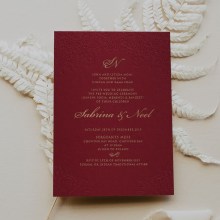 Burgundy & Gold Invitation with Henna Art Letterpress - Wedding Invitations - CR13-LPBD-GG-01 - 189347