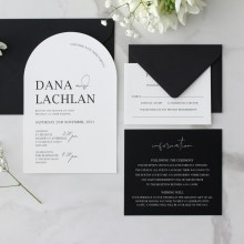 White Arch Shaped with Black Ink - Wedding Invitations - KI300-ARCH-BL-02 - 187729