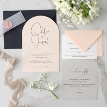 Blush Arch Shaped with Grey Ink - Wedding Invitations - CR07-ARC-CP-BS-RG-01 - 189377