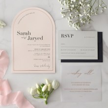 Blush Arch Shaped with Rose Gold Pre-Foil - Wedding Invitations - CR07-ARC-PFL-RG-BL-01 - 189325