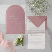Dusty Pink Arch Shaped with Rose Gold Pre-Foil - Wedding Invitations - CRDP-ARC-PFL-RG-WI-01x - 187755
